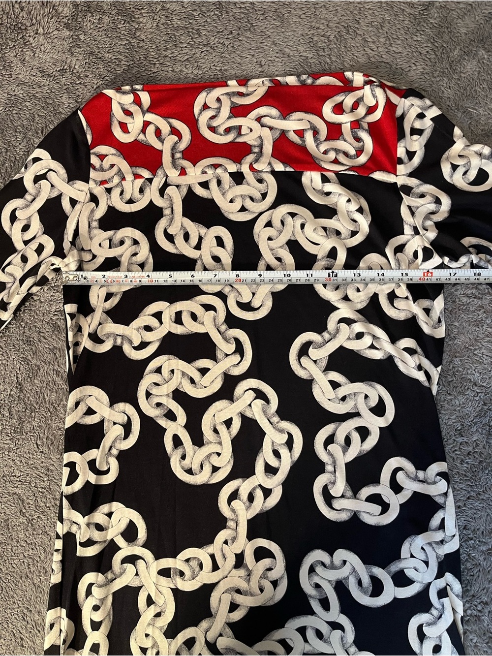 Diane Von  Furstenberg 100% Silk Black & Red Chain-Print Women’s Dress Size 8 - Picture 6 of 9